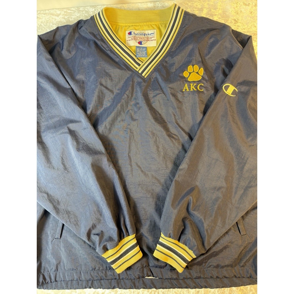 Vintage Champion AKC American Kennel Club Pullover Windbreaker Jacket L Navy‎